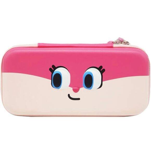 Pink Carrying Case for Nintendo Switch 10 Game Slots Zippered Hard Shell Travel - Picture 1 of 4